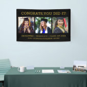 黒と金ゴールド3 Photo CollageおめでとうGrad 2025 横断幕 (トレードショー)