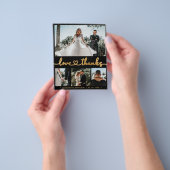 黒と金ゴールド4フォトコラージュ結婚の感謝 チラシ (手)