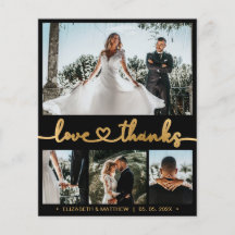 黒と金ゴールド4フォトコラージュ結婚の感謝