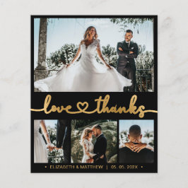 黒と金ゴールド4フォトコラージュ結婚の感謝 チラシ