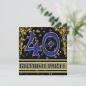 黒と金ゴールド40th誕生日パーティー 招待状 (スタンド正面)