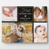 黒と金ゴールド4 photo Collage First Mother's Day フォトプラーク (正面)