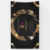 黒と金ゴールド50歳の誕生パーティーのクラシックイン   ビット 横断幕 (縦)