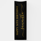 黒と金ゴールド50番目の誕生日エレガントスワッシュ名 横断幕 (縦)