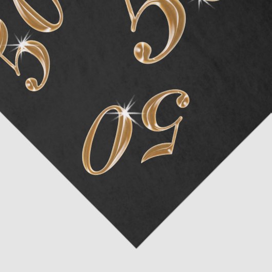 黒と金ゴールド50番目の誕生日ティッシュペーパー 薄葉紙 (詳細)