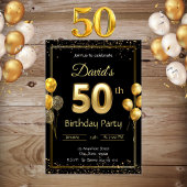 黒と金ゴールド50番目の誕生日招待状 招待状