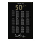 黒と金ゴールド50誕生日の座席表プリント フォトプリント (正面)