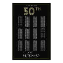 黒と金ゴールド50誕生日の座席表プリント