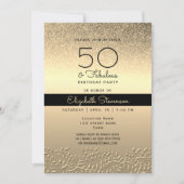 黒と金ゴールド50誕生日 招待状 (正面)