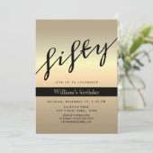 黒と金ゴールド50誕生日 招待状 (スタンド正面)