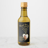 黒と金ゴールド50th誕生日写真ありがとう ワインラベル (正面)