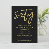 黒と金ゴールド60番目の誕生日招待状テンプレート 招待状 (スタンド正面)