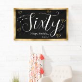 黒と金ゴールド60誕生日 横断幕 (インサイチュ)