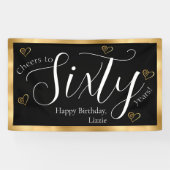 黒と金ゴールド60誕生日 横断幕 (横)