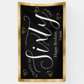 黒と金ゴールド60誕生日 横断幕 (縦)