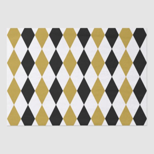 黒と金ゴールド アーガイル 薄葉紙 (正面)