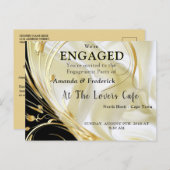 黒と金ゴールド インビテーションポストカード (正面/裏面)