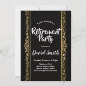 黒と金ゴールド、エレガント退職パーティー 招待状 (正面)
