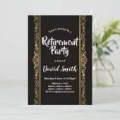 黒と金ゴールド、エレガント退職パーティー 招待状 (スタンド正面)