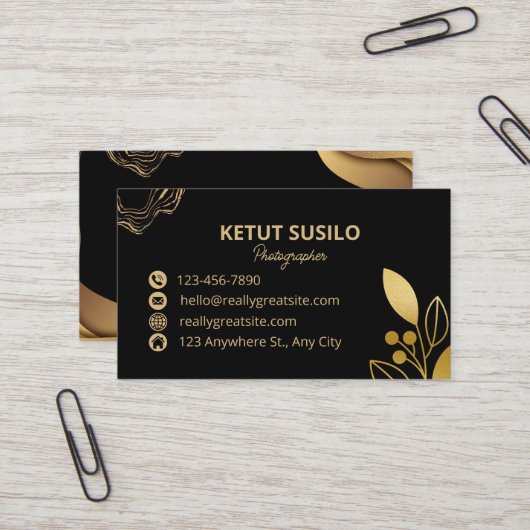 黒と金ゴールド エレガント 名刺 (正面/裏面インサイチュ)