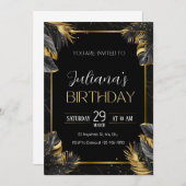 黒と金ゴールド エレガント 招待状 (正面/裏面)