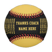 黒と金ゴールド、カスタム野球コーチギフトアイディア 野球ボール (裏面)