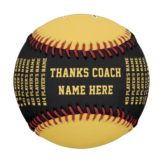 黒と金ゴールド、カスタム野球コーチギフトアイディア 野球ボール (裏面)