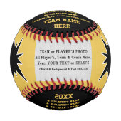 黒と金ゴールド、カスタム野球コーチギフトアイディア 野球ボール (正面)