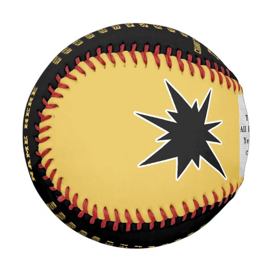 黒と金ゴールド、カスタム野球コーチギフトアイディア 野球ボール (正面左)