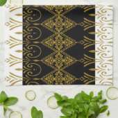 黒と金ゴールド キッチンタオル (折り畳み)