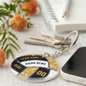 黒と金ゴールド、バレーボパーソナライズされたールキーホルダー キーホルダー (正面右)