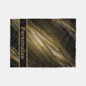 黒と金ゴールド、パーソナライズ フリースブランケット (正面(横))