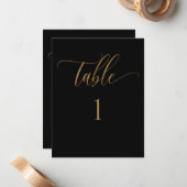 黒と金ゴールド、モダンミニマリスト表の番号 ノートカード (正面/裏面インサイチュ)