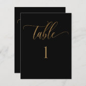 黒と金ゴールド、モダンミニマリスト表の番号 ノートカード (正面/裏面)