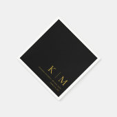 黒と金ゴールド – モノグラモダンム – 結婚s – の スタンダードカクテルナプキン (角)