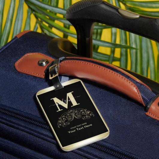 黒と金ゴールド ラゲッジタグ (正面インサイチュ1)