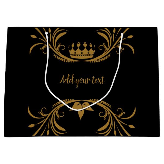 黒と金ゴールド  ラージペーパーバッグ (正面)