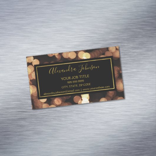 黒と金ゴールド(《写真》ぼけ味ライト付き) モダン マグネット名刺 (インサイチュ)