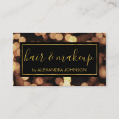 黒と金ゴールド(《写真》ぼけ味ライト付き) モダン 名刺 (正面)