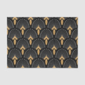 黒と金ゴールド、白のアールデコ扇花モチーフ 薄葉紙 (正面)