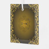 黒と金ゴールド(装飾要素あり) ガラスオーナメント (正面左)