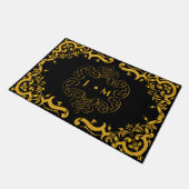 黒と金ゴールド（装飾要素あり） ドアマット (アングル)