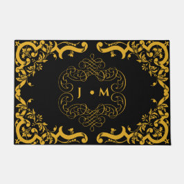 黒と金ゴールド(装飾要素あり) ドアマット