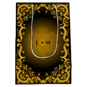 黒と金ゴールド（装飾要素あり） ミディアムペーパーバッグ (裏面)