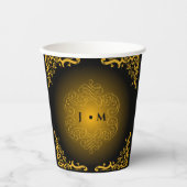 黒と金ゴールド（装飾要素あり） 紙コップ (正面)