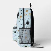 黒と金ゴールド、青の天空の太陽の月の星 プリントバックパック (右)