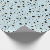 黒と金ゴールド、青の天空の太陽の月の星 ラッピングペーパー (角)