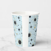 黒と金ゴールド、青の天空の太陽の月の星 紙コップ (左)