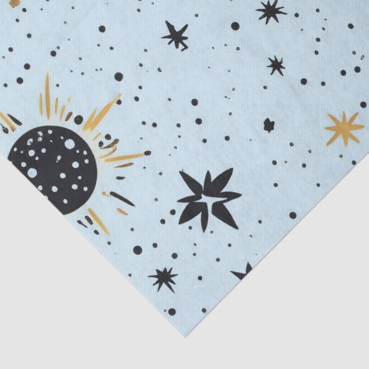 黒と金ゴールド、青の天空の太陽の月の星 薄葉紙 (詳細)