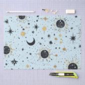 黒と金ゴールド、青の天空の太陽の月の星 薄葉紙 (クラフト)